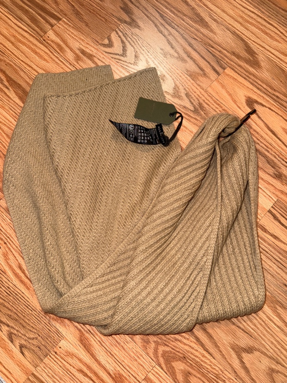 All saints traveling rib scarf Cortina beige acrylic wool blend unisex new